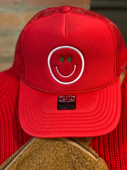 Smiley Christmas Trucker Hat