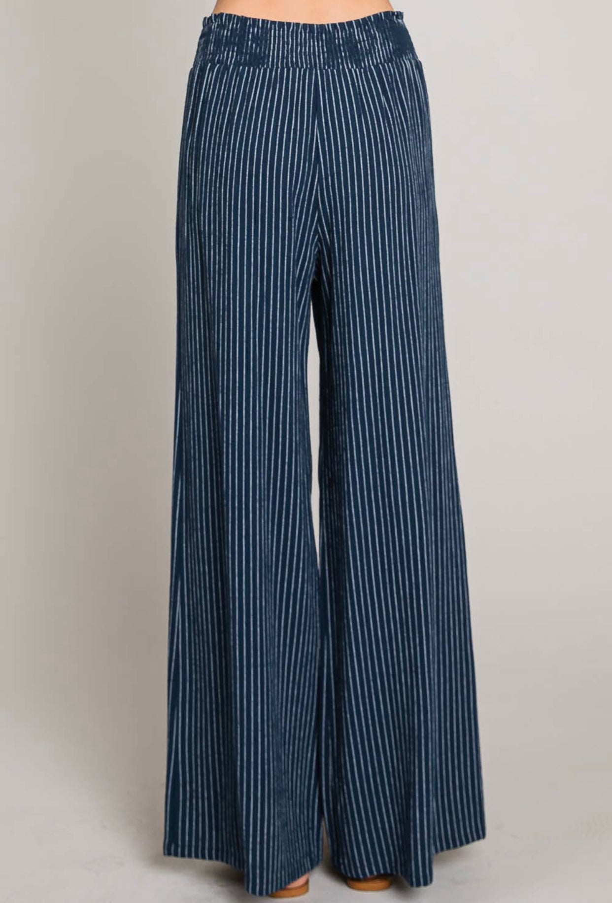 Striped Linen Smocked Pants